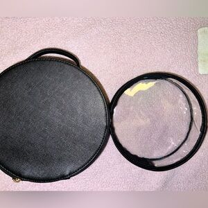Cosmetics,Makeup,Toiletries 2 in 1 Medium Circular Bag w/ Clear Pouch Bag Inside